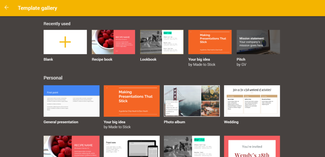 google slides new template gallery